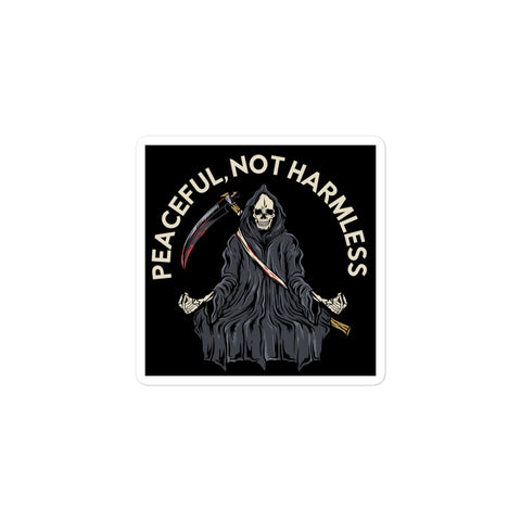 Peaceful Not Harmless (black square) bubble-free stickers